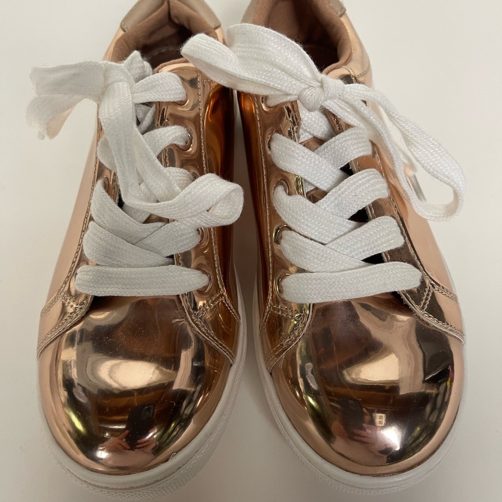 Golden Rose Metallic Girls Sneaker Lace Up Shose Size 3